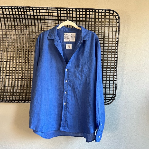Frank & Eileen Tops - Frank & Eileen linen Eileen button down shirt Indigo Blue